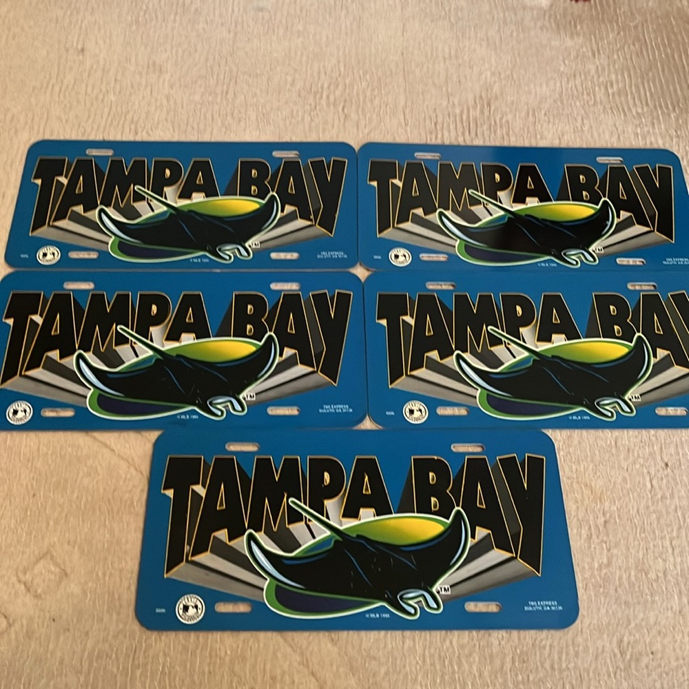 Set of 5 Tampa Bay Rays vintage vanity license plates